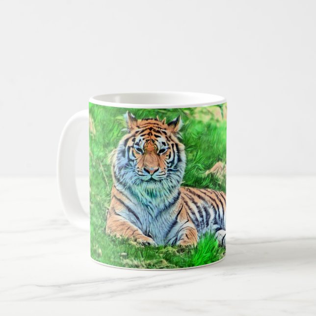 Amur Tiger on Green Mug (Front Left)