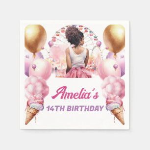 Amusement Park African American Birthday Napkin