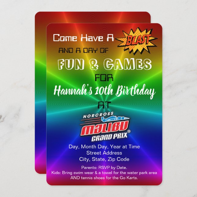 Amusement Park Birthday Invitation (Front/Back)