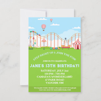 Amusement Park Birthday Party Invitation