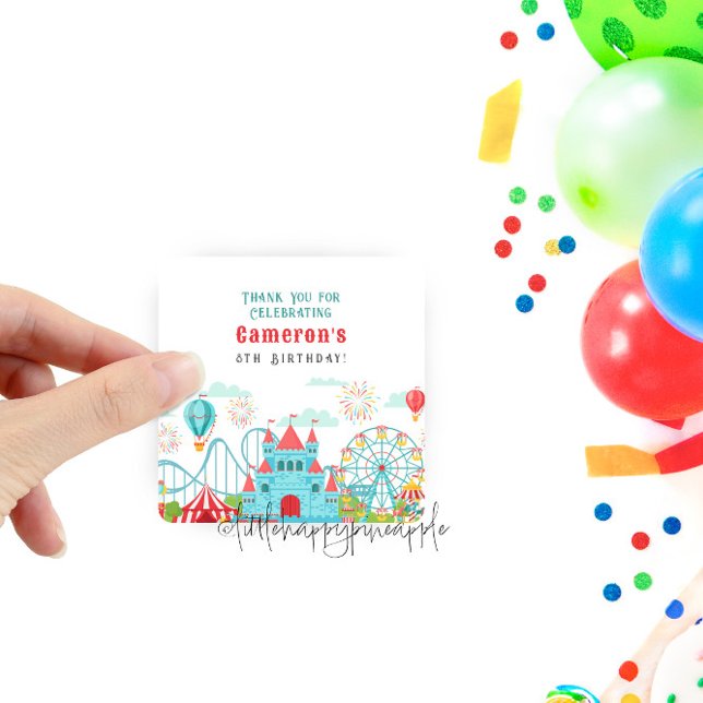 Amusement Park Birthday Square Sticker (Creator Uploaded)