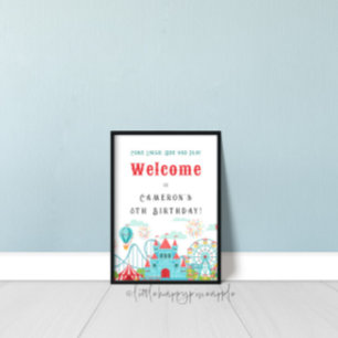 Amusement Park Birthday Welcome Sign Poster