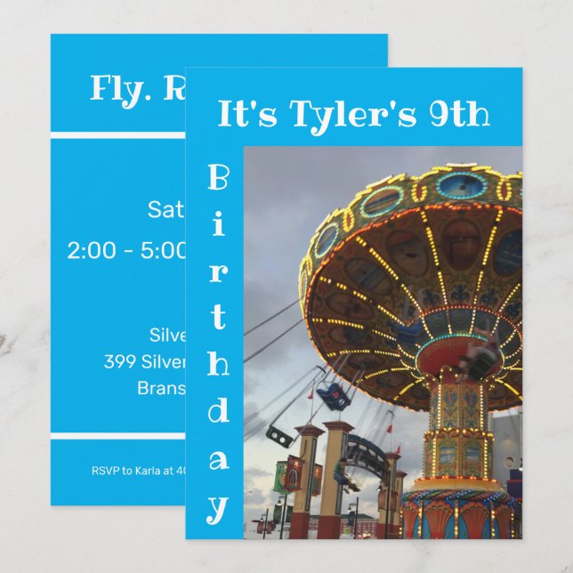 Amusement Park Carnival Birthday Party Invitation (Front/Back)