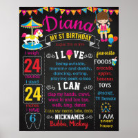 Amusement park Carousel Carnival Birthday board