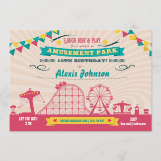 Amusement Park Funfair Carnival Birthday Invite