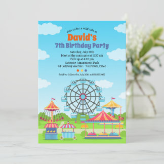 Amusement Park Funfair Childs Birthday Party Invitation