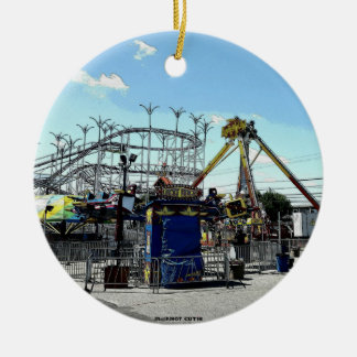 Amusement Park Roller Coaster Old Orchard Beach ME Ceramic Tree Decoration