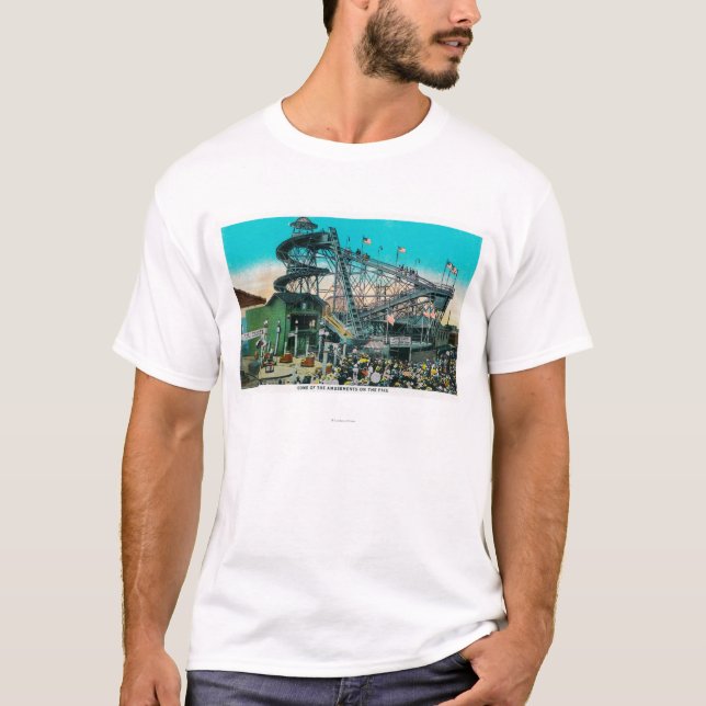 Amusement Rides at the Pike, Long Beach T-Shirt (Front)