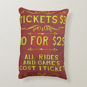 Amusement - Tickets 3 Dollars Decorative Cushion