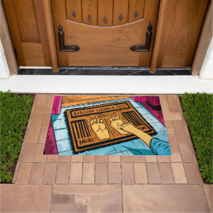 Amusing Barcode Design Funny Barcode Feet Doormat