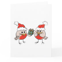 Amusing Christmas card - robins Christmas gift