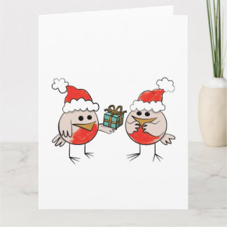 Amusing Christmas card - robins Christmas gift