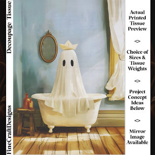 Amusing Cute Quirky Ghost in Bathtub FV9L Tissue Paper