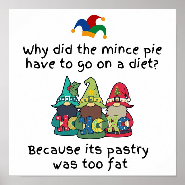 Amusing Fat Mince Pie Joke Poster (Front)