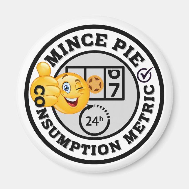 Amusing Mince Pie Consumption Metric Magnet (Front)