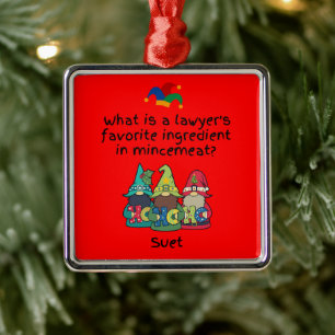 Amusing Mincemeat Lawyer Joke Metal Tree Decoration