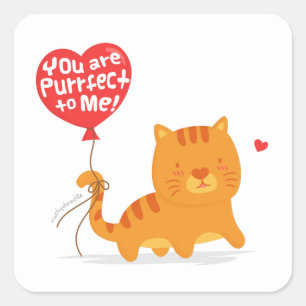 Amusing Pun Love Humour Cute Kitty Cat Cartoon Square Sticker