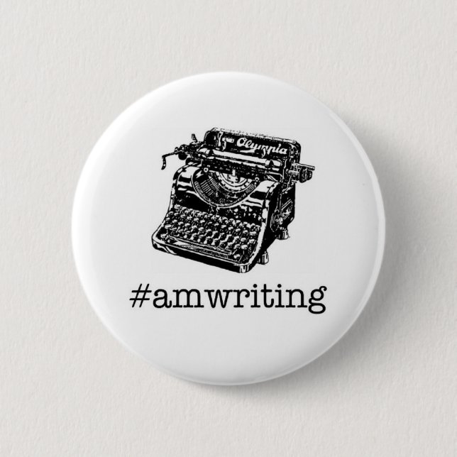 #amwriting 6 cm round badge (Front)