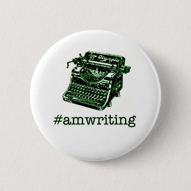 #amwriting 6 cm round badge (Front)