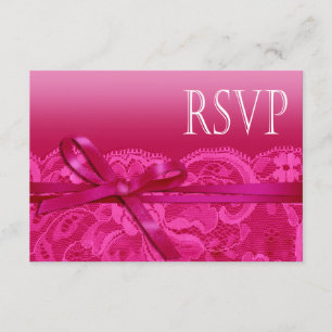 Amy Bows Ribbon & Lace RSVP fuschia Card