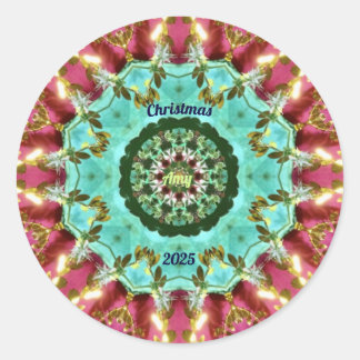 AMY ~ CHRISTMAS 2025 ~ WOW! Red Green Gold Classic Round Sticker