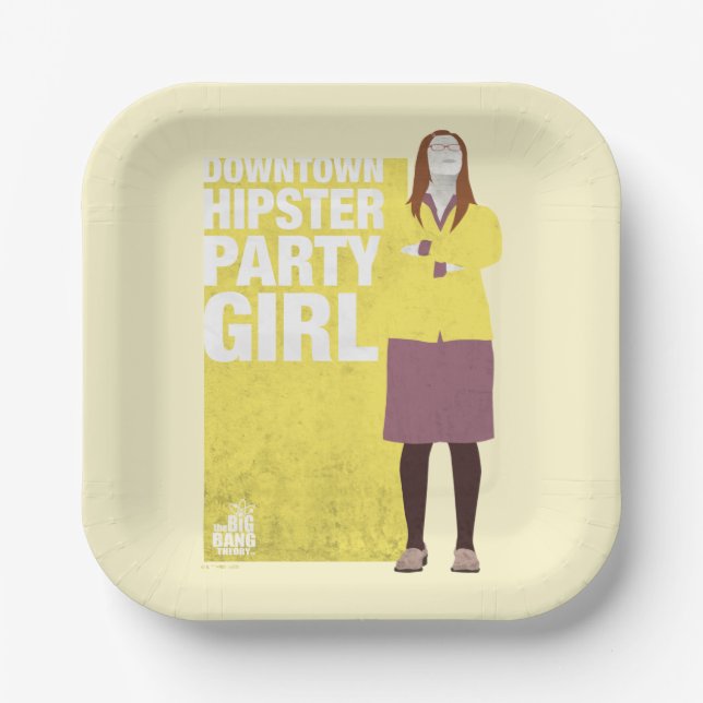 Amy | Downtown Hipster Party Girl Paper Plate (Front)
