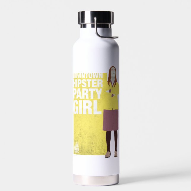 Amy | Downtown Hipster Party Girl Water Bottle (Left)