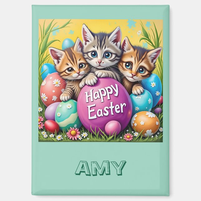AMY ~ EASTER KITTENS Easter Eggs~  Magnet (Front)