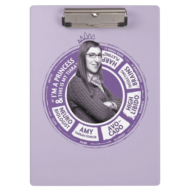 Amy Farrah Fowler Info Graphic Clipboard (Front)