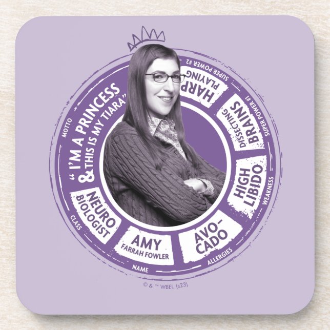 Amy Farrah Fowler Info Graphic Coaster (Front)