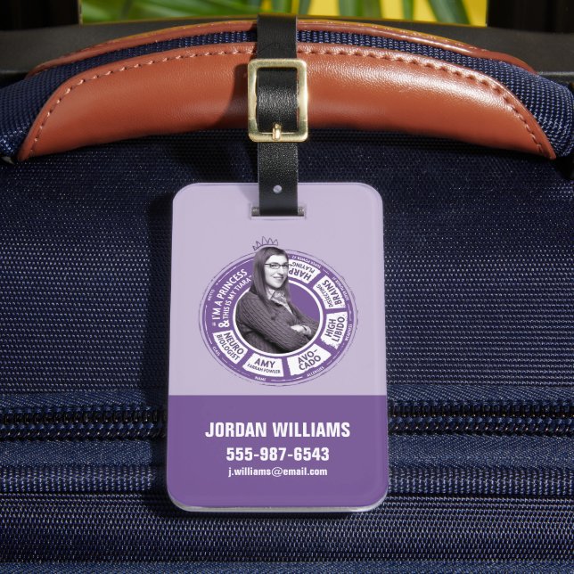 Amy Farrah Fowler Info Graphic Luggage Tag (Front Insitu 2)
