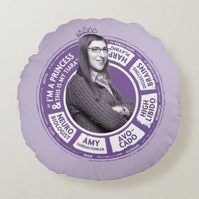 Amy Farrah Fowler Info Graphic Round Cushion (Front)