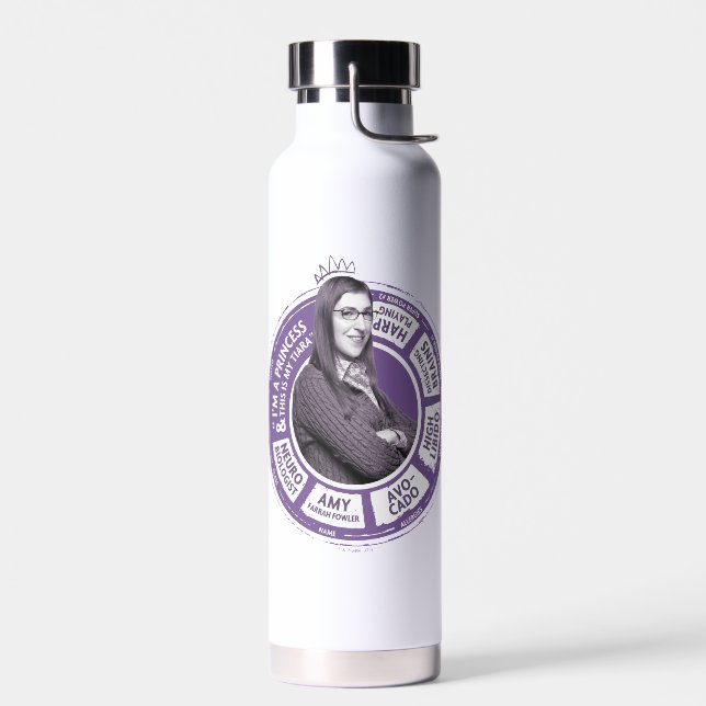 Amy Farrah Fowler Info Graphic Water Bottle (Left)