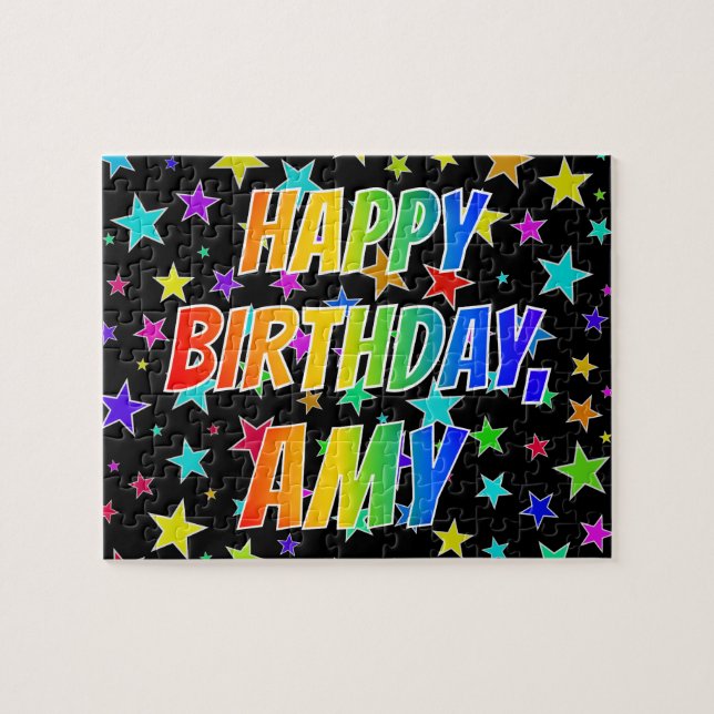 "AMY" First Name, Fun "HAPPY BIRTHDAY" Jigsaw Puzzle (Horizontal)