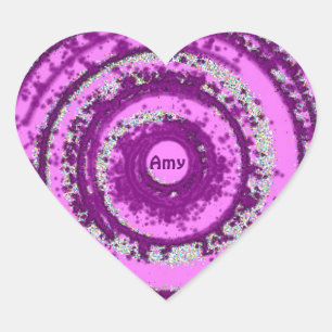AMY ~ Purple Silver Pattern ~ Personalized Valenti Heart Sticker