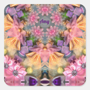 AMY ~ Shades Yellow, Purple, Pink, Blue Square Sticker