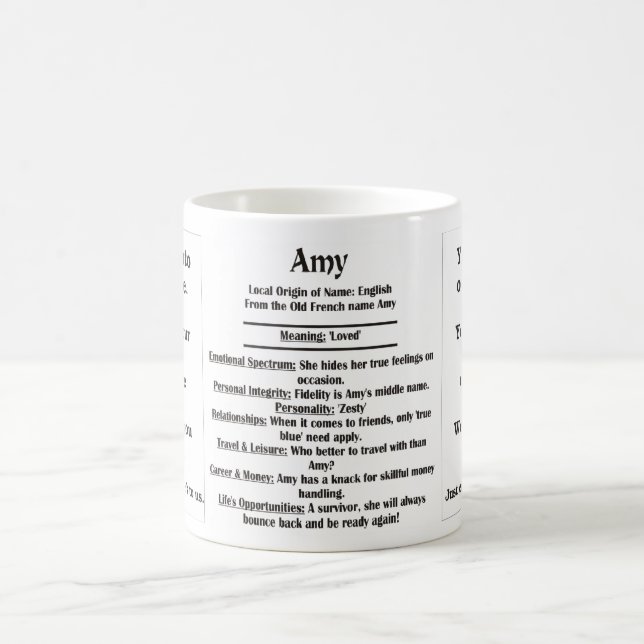 Amy, the Origin and the Meaning and your photo Coffee Mug (Center)