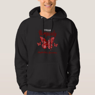 Amyloidosis Awareness I Wear Burgundy Butterfly Hoodie