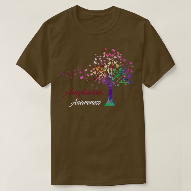 Amyloidosis Awareness Ribbon Tree Support Amyloido T-Shirt (Design Front)