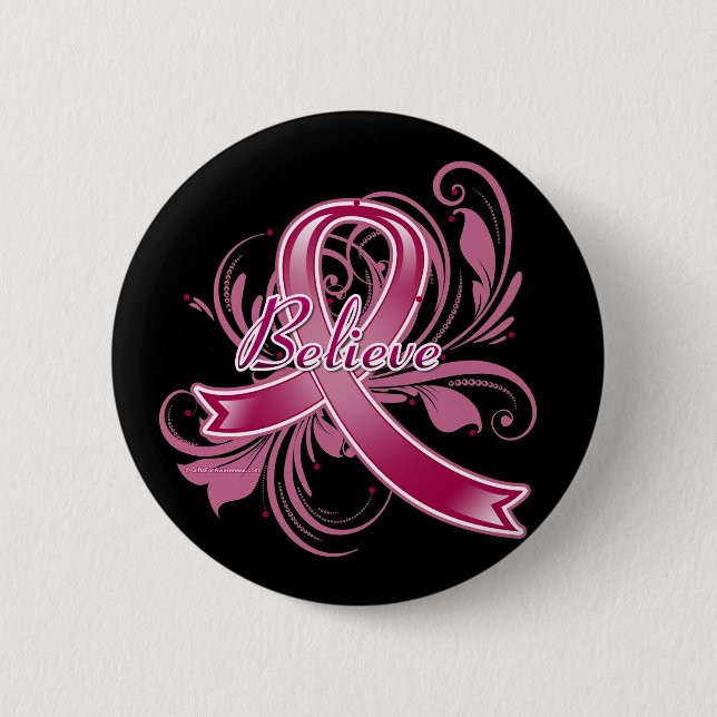 Amyloidosis Believe Flourish Ribbon 6 Cm Round Badge (Front)