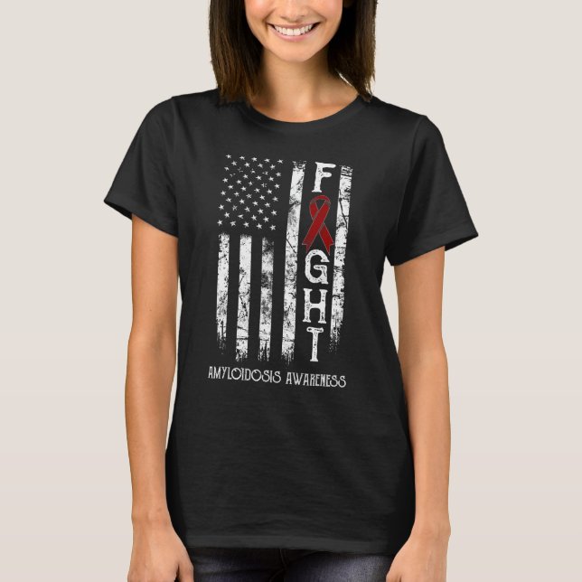 Amyloidosis Warrior US Flag T-Shirt (Front)