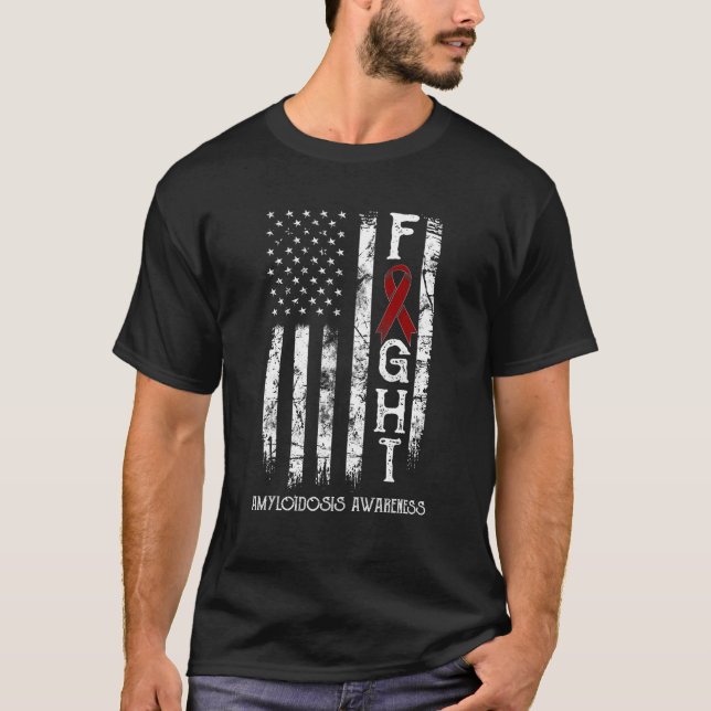 Amyloidosis Warrior US Flag T-Shirt (Front)