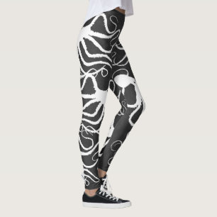 Amy's Octopus White On Grey - Leggings