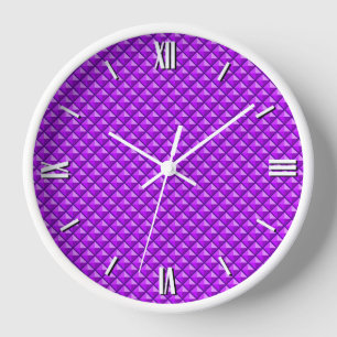 Amythyst purple, enamel look, studded grid wall clock