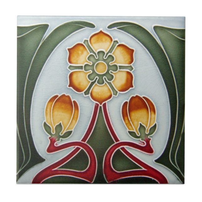 AN070 Art Nouveau Reproduction Antique Tile (Front)