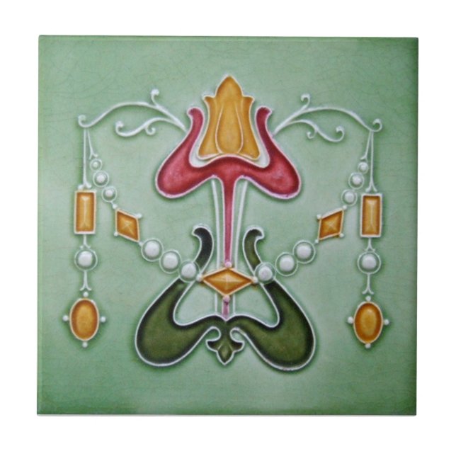 AN123 Art Nouveau Reproduction Antique Tile (Front)