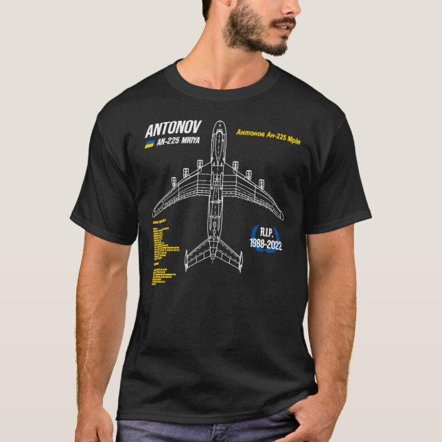 AN-225 Antonov Mriya Cargo Plane RIP Poster Classi T-Shirt (Front)