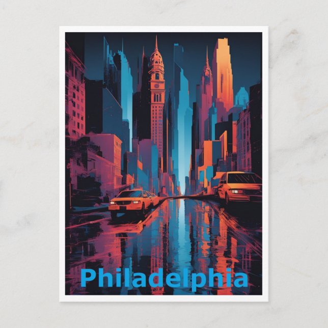 An Abstract Colourful View of Philadelphia  Postcard (Front)