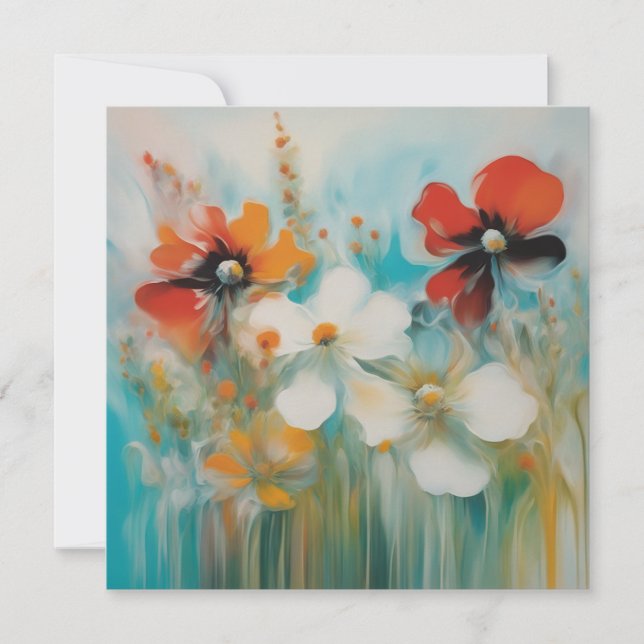 An abstract painting with wild flowers card (Front)