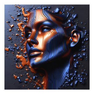 An Abstract Portrait Of A Woman's Face In Embossed Photo Print
